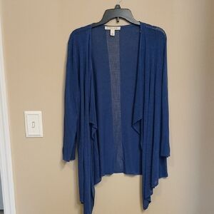 Emaline Open-Front Draped Cardigan in Royal Blue